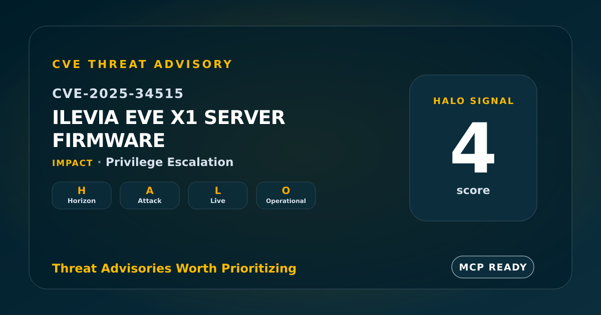 CVE-2025-34515: Ilevia EVE X1 Server Firmware Privilege Escalation