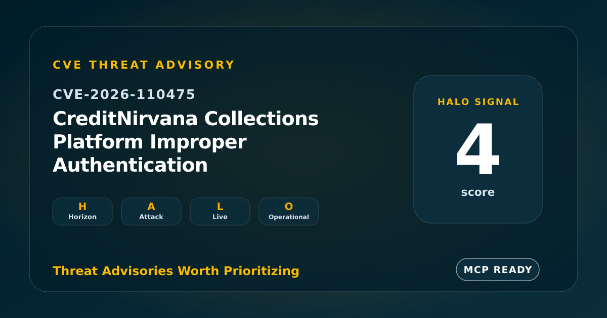 CVE-2026-110475: CreditNirvana Collections Platform Improper Authentication