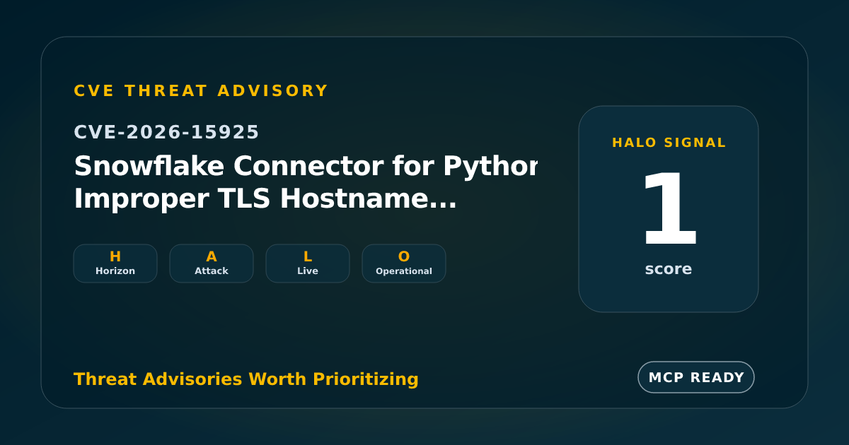 Python Which Command CVE-2026-15925: Snowflake Connector for Python Improper TLS Hostname...
