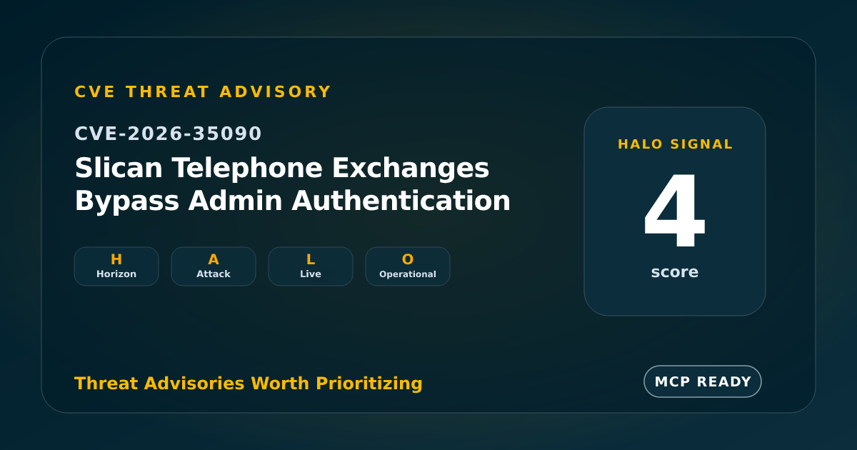 CVE-2026-35090: Slican Telephone Exchanges Bypass Admin Authentication