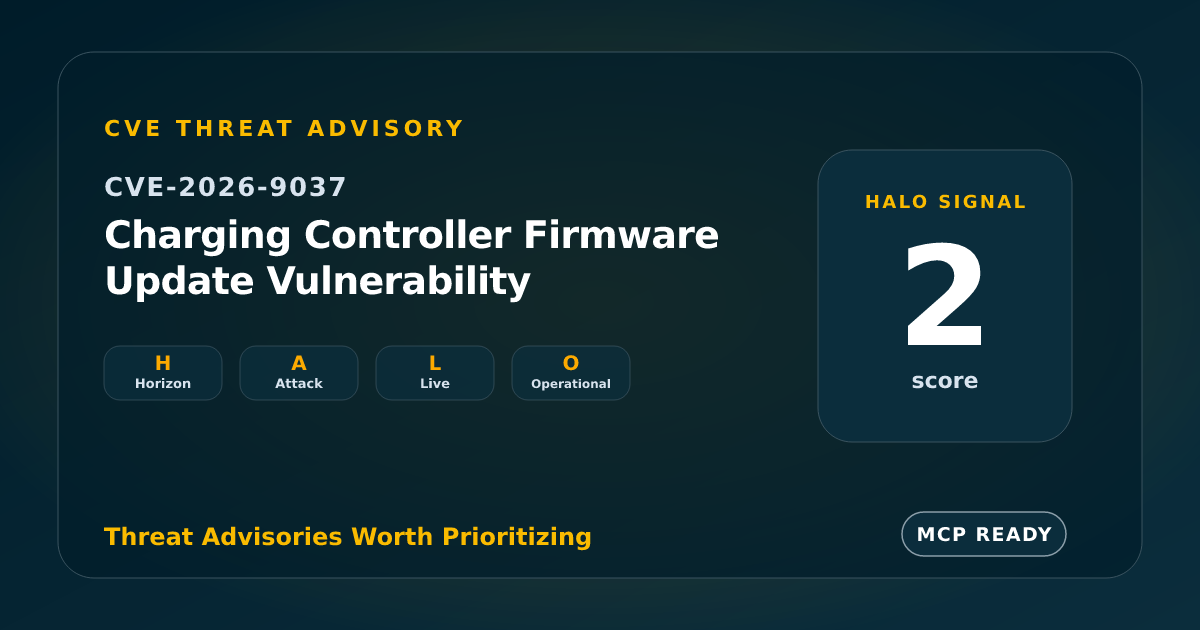 CVE-2026-9037: Charging Controller Firmware Update Vulnerability
